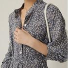 Long-sleeve Floral Midi Shirtdress Cobalt - One Size
