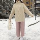 Cable Knit Turtleneck Sweater / Tapered Pants