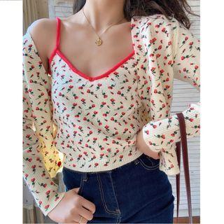 Cherry Camisole Top / Cardigan