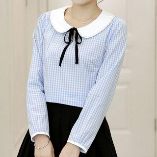 Tie Neck Check Blouse