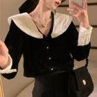 Two-tone Velvet Blouse