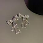 Bow Rhinestone Earring 1 Pair - Silver Pin - Gold - One Size