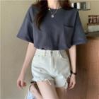 Round-neck Pocket-detail Short-sleeve Top