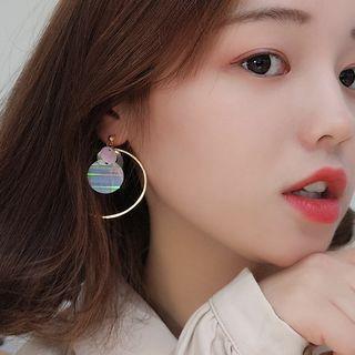 Iridescent Disc Hoop Earring