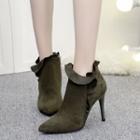 High-heel Frill-trim Ankle Boots
