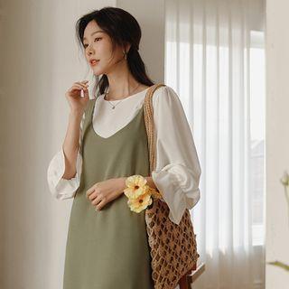 Set: Reversible Long Overall Dress + Blouse