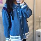 Long-sleeve Contrast Trim Corduroy Jacket