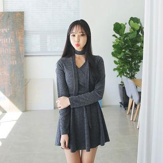 Crossover A-line Mini Dress With Sash