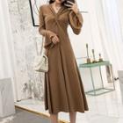 Twisted A-line Midi Knit Dress