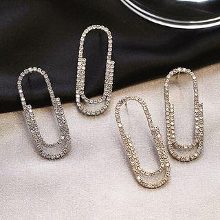Rhinestone Safety Pin Drop Stud Earring