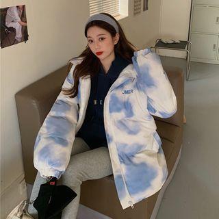 Tie-dye Print Padded Jacket Blue & White - One Size