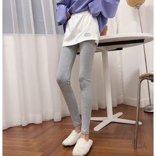 Mock Two Piece Embroidered Leggings