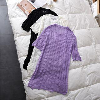 Pointelle Short-sleeve Knit Dress