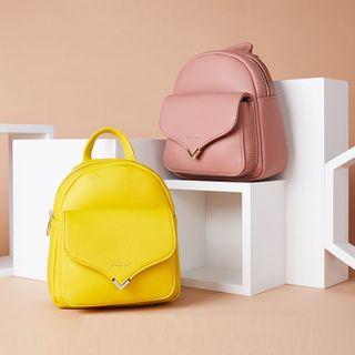 Faux Leather Zipped Mini Backpack