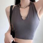 Halter Heart Buckle Crop Tank Top (various Designs)