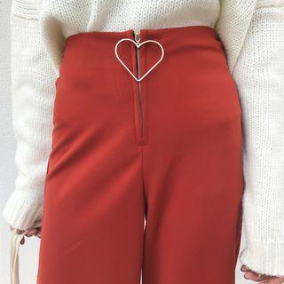 Plain High-waist Cropped Wide-leg Pants