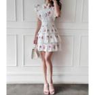 Frilled-sleeve Floral Print A-line Dress
