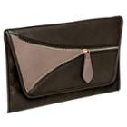 Zip-accent Clutch Black And Grey - One Size