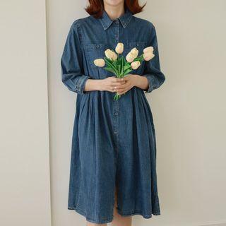High-waist Denim Shirtdress