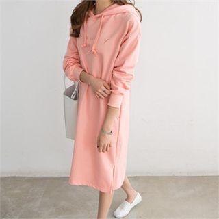 Letter-embroidered Hoodie Dress
