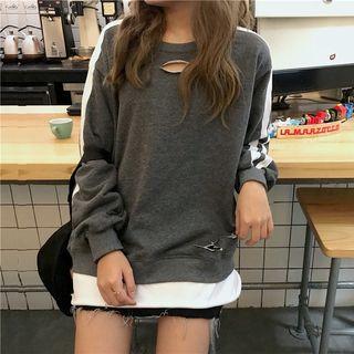 Contrast Trim Mock Two-piece Pullover