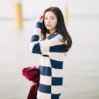 Striped Hooded Long Sweater