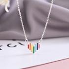 925 Sterling Silver Rainbow Heart Pendant Necklace Ns332 - One Size