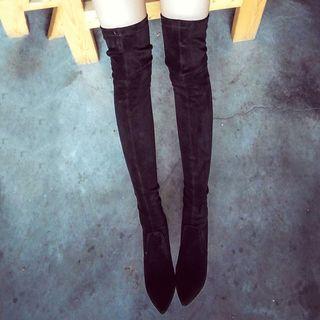 Block Heel Over-the-knee Pointy Boots