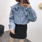 Embroidered Denim Shirt Blue - One Size