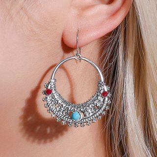 Geometry Beaded Dangle Earring 01 - 6004 - 1 Pair - Silver - One Size