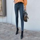 Napped Cropped Skinny Jeans