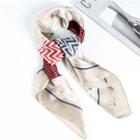 Printed Satin Neck Scarf Khaki - One Size
