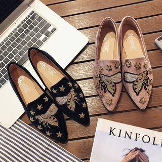 Faux-suede Applique Flats
