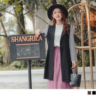 Gingham Panel Double Breast Coatdress