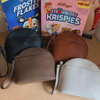 Zipped Shoulder Bag With Wristlet Strap