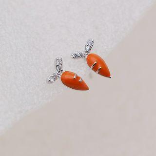 925 Sterling Silver Rhinestone Carrot Earring