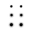 925 Sterling Silver Simple Fashion Geometric Round Cubic Zircon Three-piece Stud Earrings Silver - One Size
