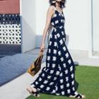 Sleeveless Plaid A-line Maxi Dress