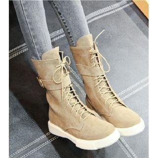 Platform Lace-up Mid-calf Boots