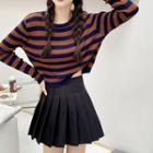 Long-sleeve Striped Slim-fit Knit Top