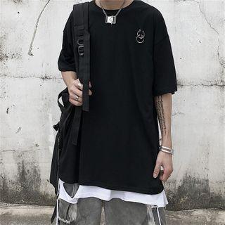 Hoop-accent Short-sleeve Round Neck T-shirt