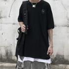 Hoop-accent Short-sleeve Round Neck T-shirt