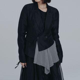 Gingham Panel Asymmetrical Blazer