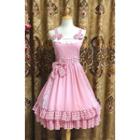 Cold-shoulder Gingham Ruffled A-line Dress Nude Pink - One Size