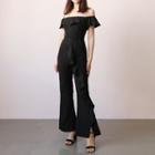 Off-shoulder Ruffle Trim Jumper Pants