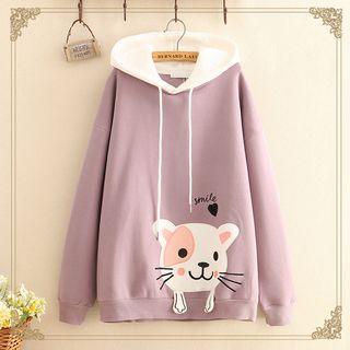 Cat Patch Color-block Hoodie