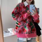 Flower Print Sweater Rose Pink - One Size
