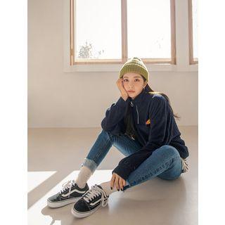 Plus Size Zip-front Fleece Top