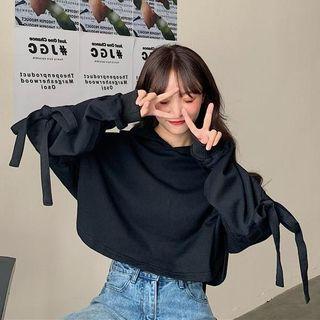 Tie-sleeve Crop Hoodie