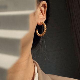 Stainless Steel Open Hoop Earring 1 Pair - Ring - One Size